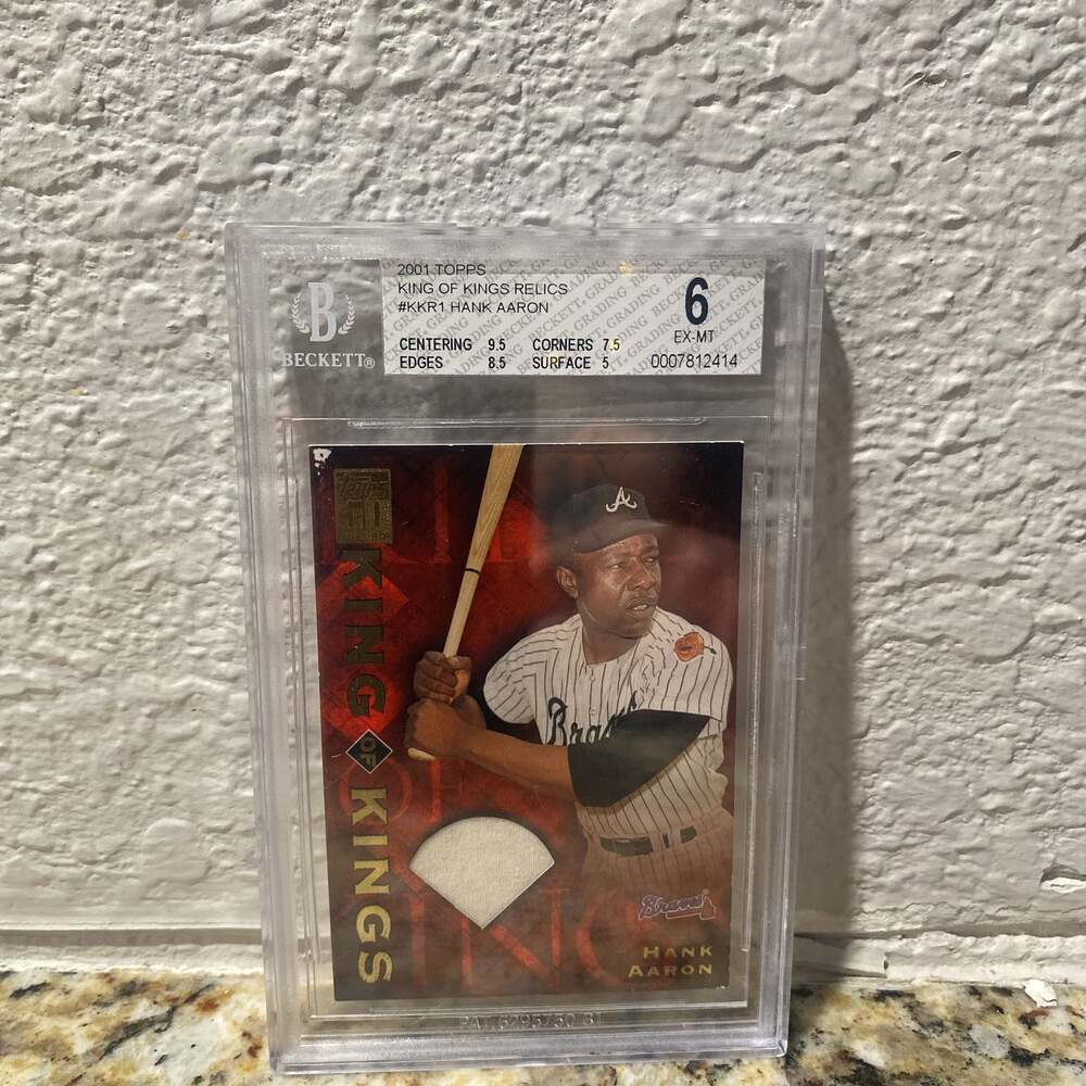 HANK AARON 2001 TOPPS BASEBALL *KING OF KINGS* #1 BRAVES HOF JERSEY PATCH RELIC!